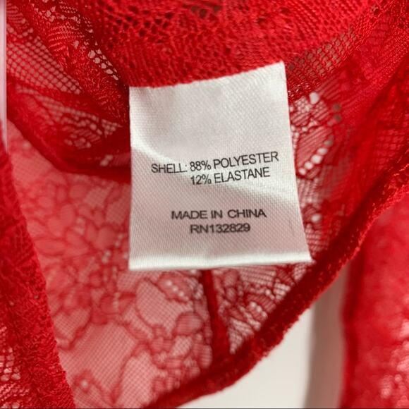 Lovers + Friends Pearson Bodysuit Cherry Red Lace Women’s XS NEW - Picture 11 of 12